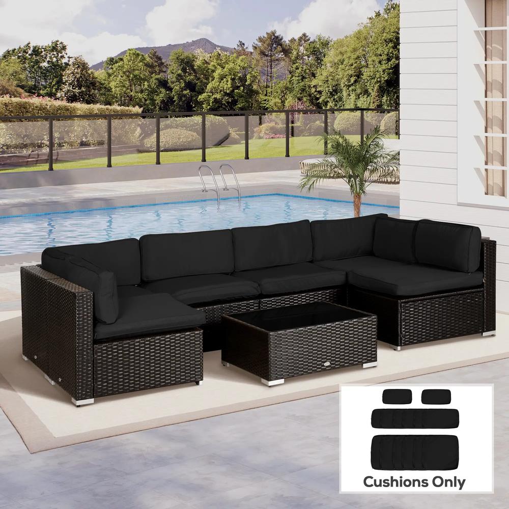 Outsunny Garden Rattan Sofa Cushion Polyester Cover Replacement Outdoor- No Cushion Included 1