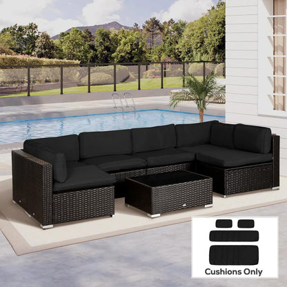 Outsunny Garden Rattan Sofa Cushion Polyester Cover Replacement Outdoor- No Cushion Included 1