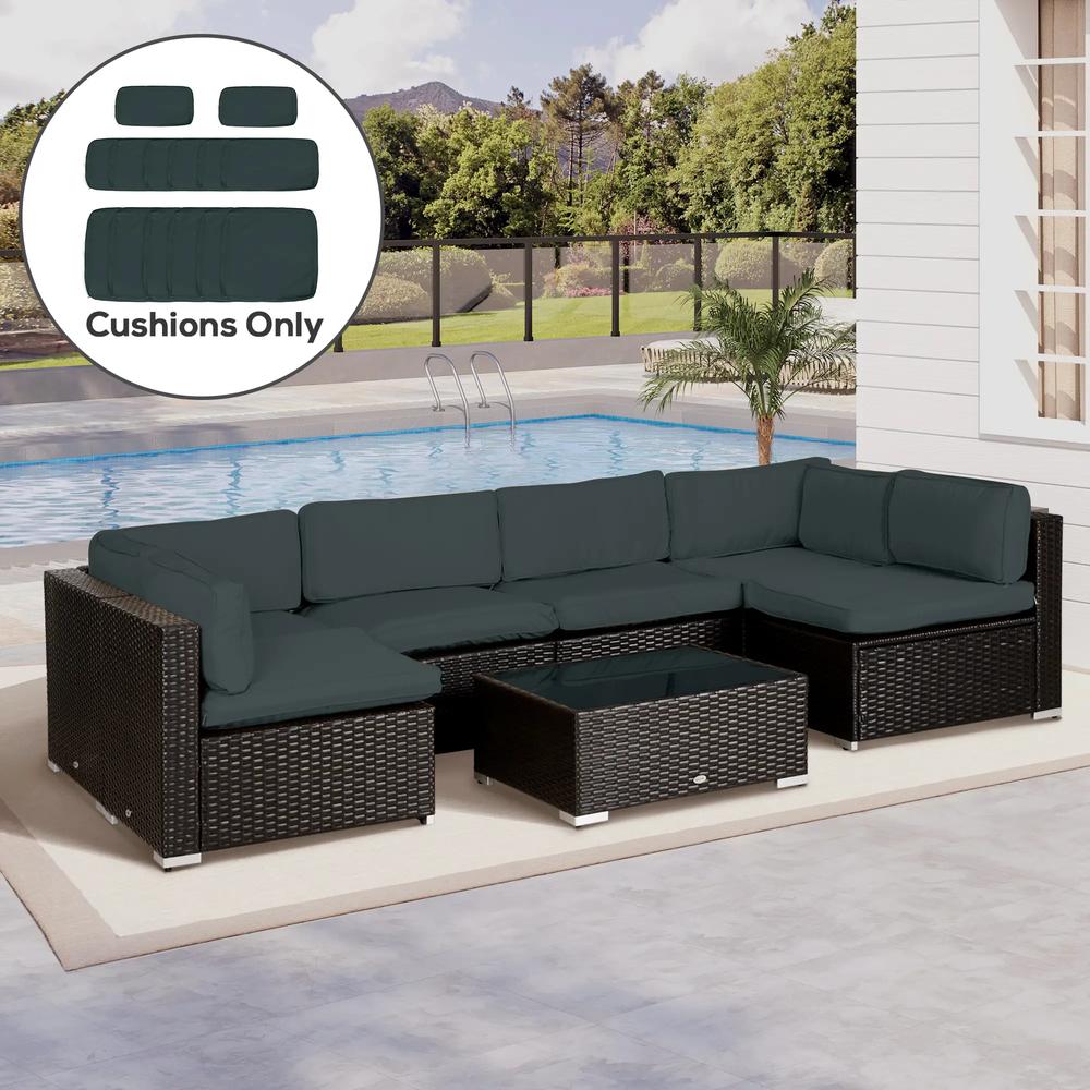 Outsunny Garden Rattan Sofa Cushion Polyester Cover Replacement Outdoor- No Cushion Included 12