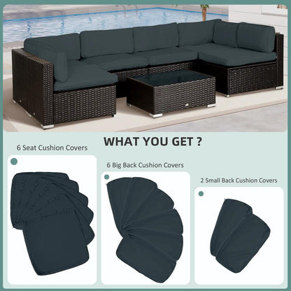 Outsunny Garden Rattan Sofa Cushion Polyester Cover Replacement Outdoor- No Cushion Included 14