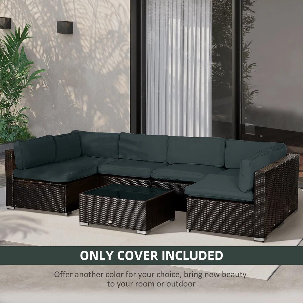 Outsunny Garden Rattan Sofa Cushion Polyester Cover Replacement Outdoor- No Cushion Included 16