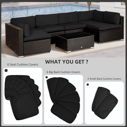 Outsunny Garden Rattan Sofa Cushion Polyester Cover Replacement Outdoor- No Cushion Included 3