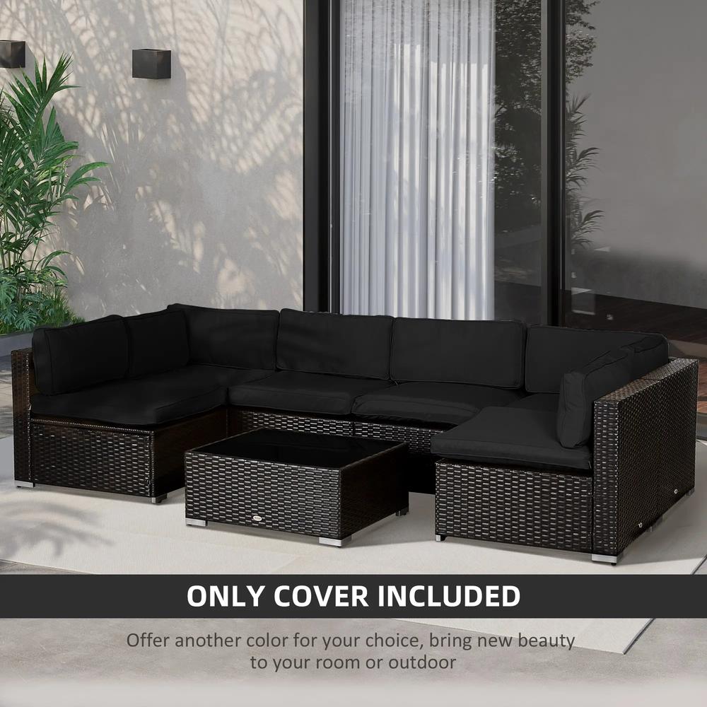 Outsunny Garden Rattan Sofa Cushion Polyester Cover Replacement Outdoor- No Cushion Included 5