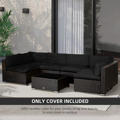 Outsunny Garden Rattan Sofa Cushion Polyester Cover Replacement Outdoor- No Cushion Included 5