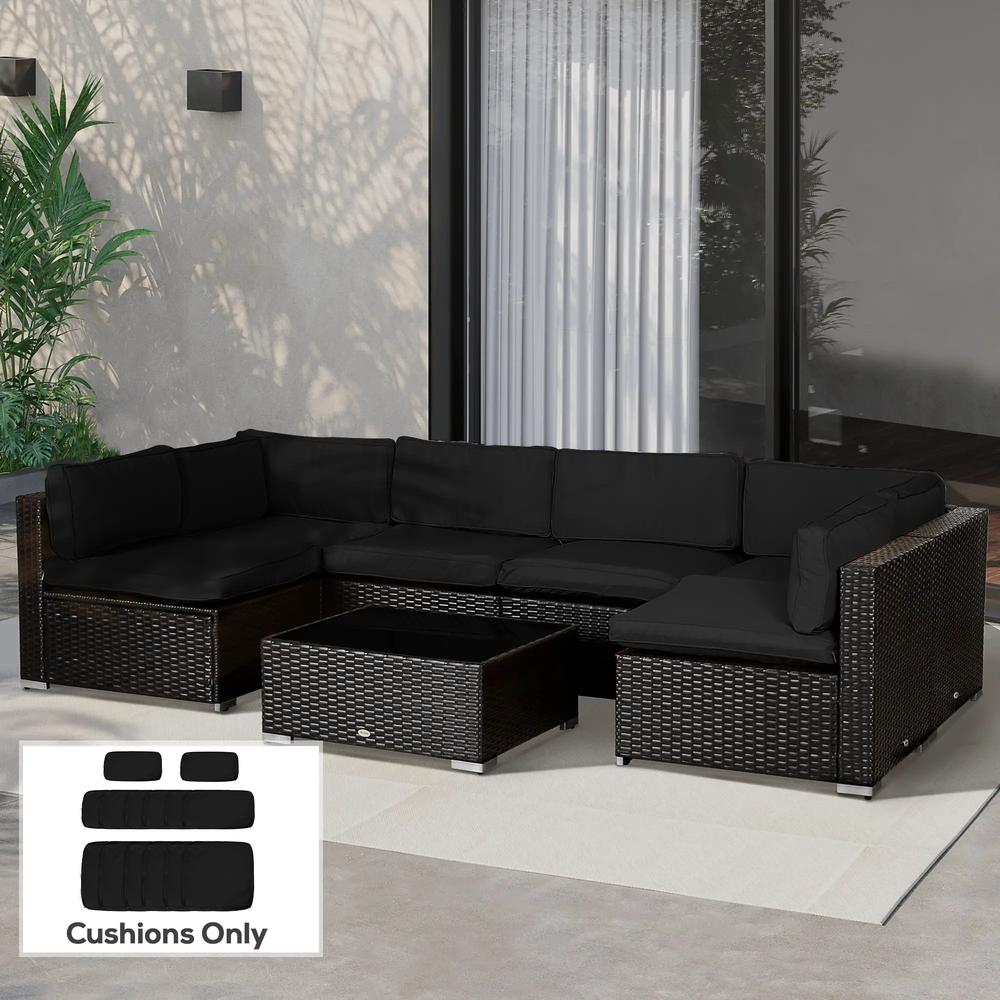 Outsunny Garden Rattan Sofa Cushion Polyester Cover Replacement Outdoor- No Cushion Included 9