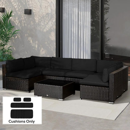 Outsunny Garden Rattan Sofa Cushion Polyester Cover Replacement Outdoor- No Cushion Included 9