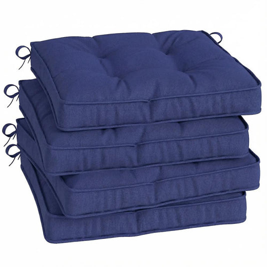 Outsunny Garden Seat Cushion with Ties, 42 x 42cm Replacement Dining Chair Seat Pad, Dark Blue 