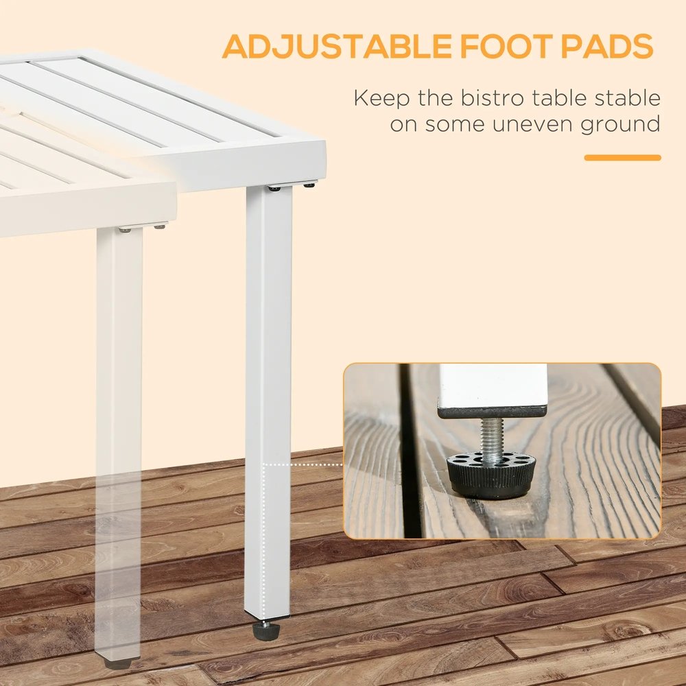 Outsunny Garden Side Table End Table Patio Coffee Table with Umbrella Hole, Steel Frame for Balcony 16
