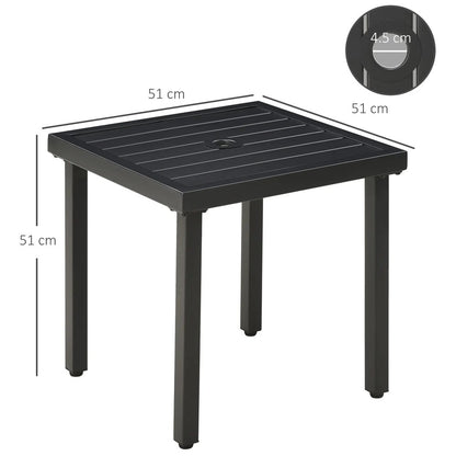 Outsunny Garden Side Table End Table Patio Coffee Table with Umbrella Hole, Steel Frame for Balcony 2