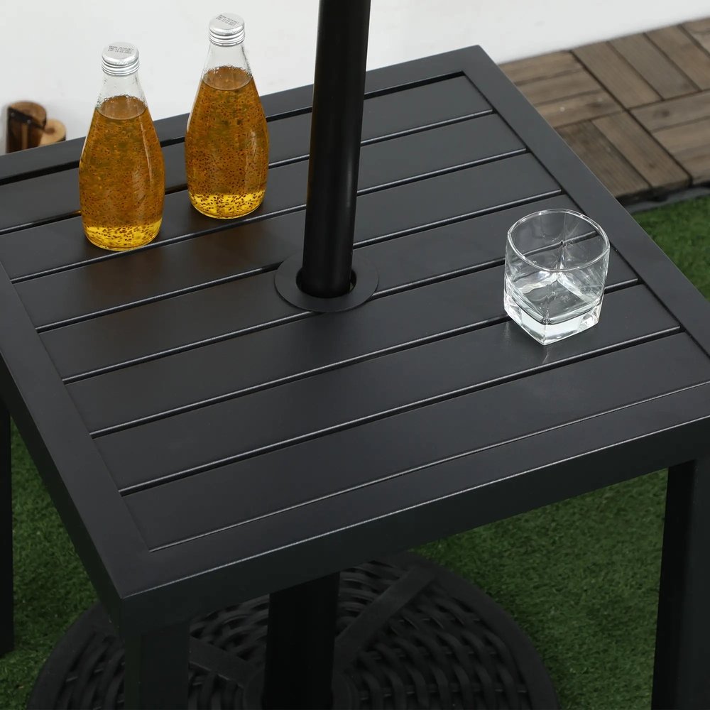 Outsunny Garden Side Table End Table Patio Coffee Table with Umbrella Hole, Steel Frame for Balcony 8