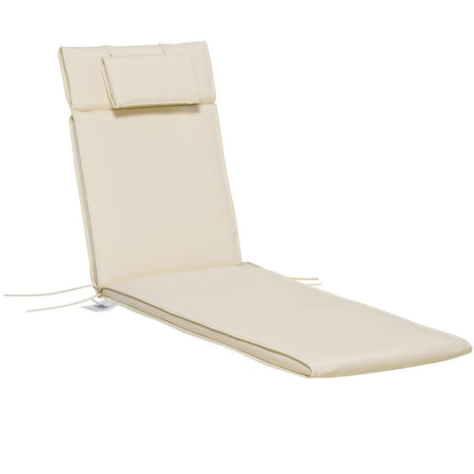 Outsunny Garden Sun Lounger Cushion Replacement Soft Sunbed Reclining Chair Relaxer Pad with Pillow, Cushion ONLY 