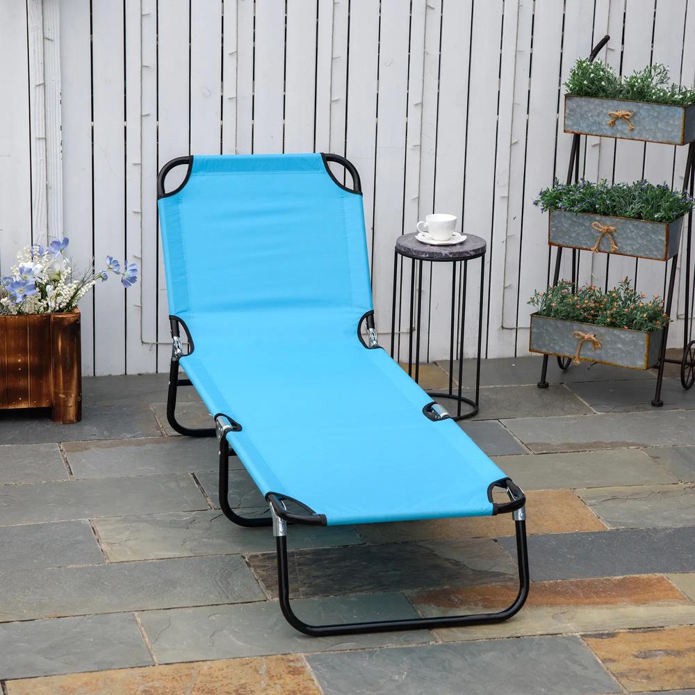 Outsunny Garden Sun Lounger, with Five-Position Back 1