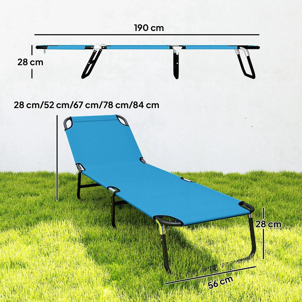 Outsunny Garden Sun Lounger, with Five-Position Back 13