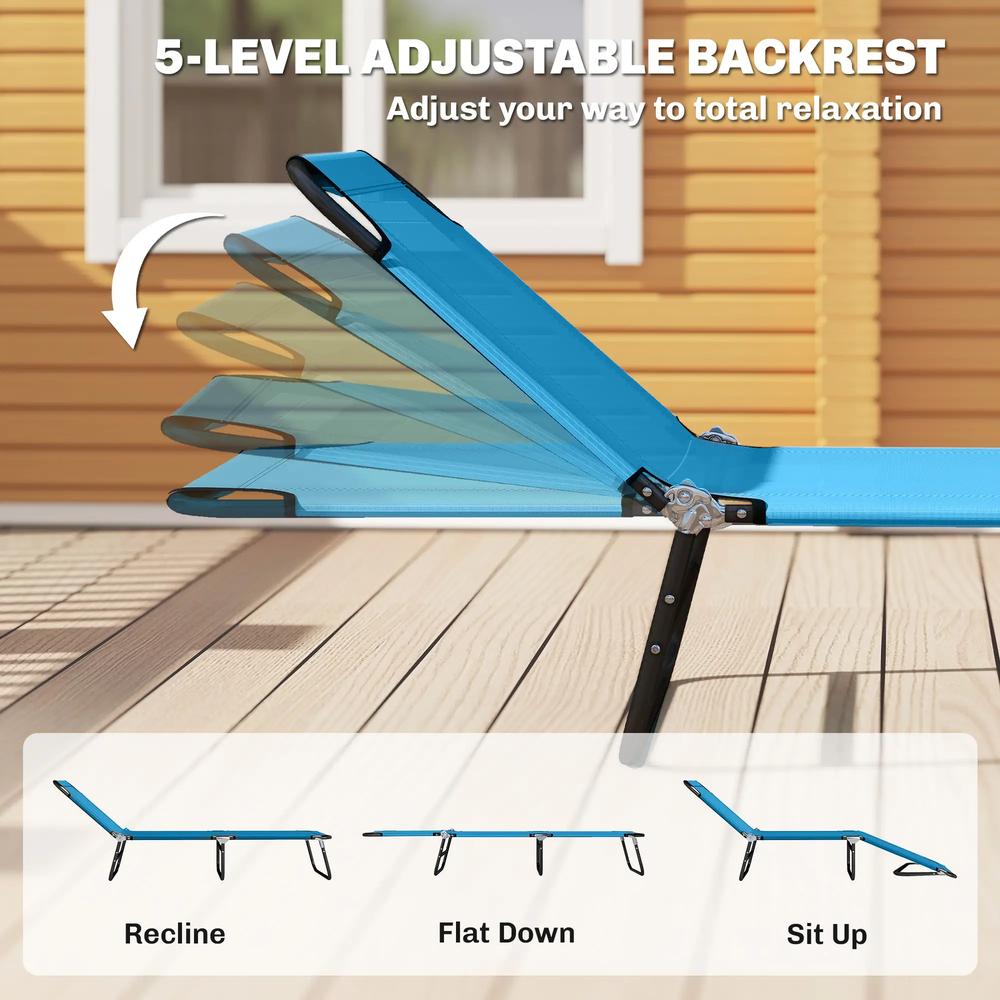 Outsunny Garden Sun Lounger, with Five-Position Back 14