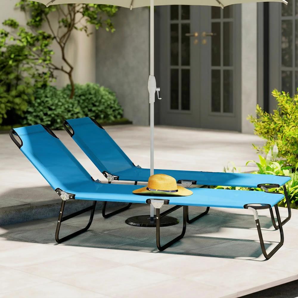 Outsunny Garden Sun Lounger, with Five-Position Back 19