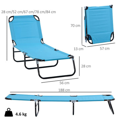 Outsunny Garden Sun Lounger, with Five-Position Back 2