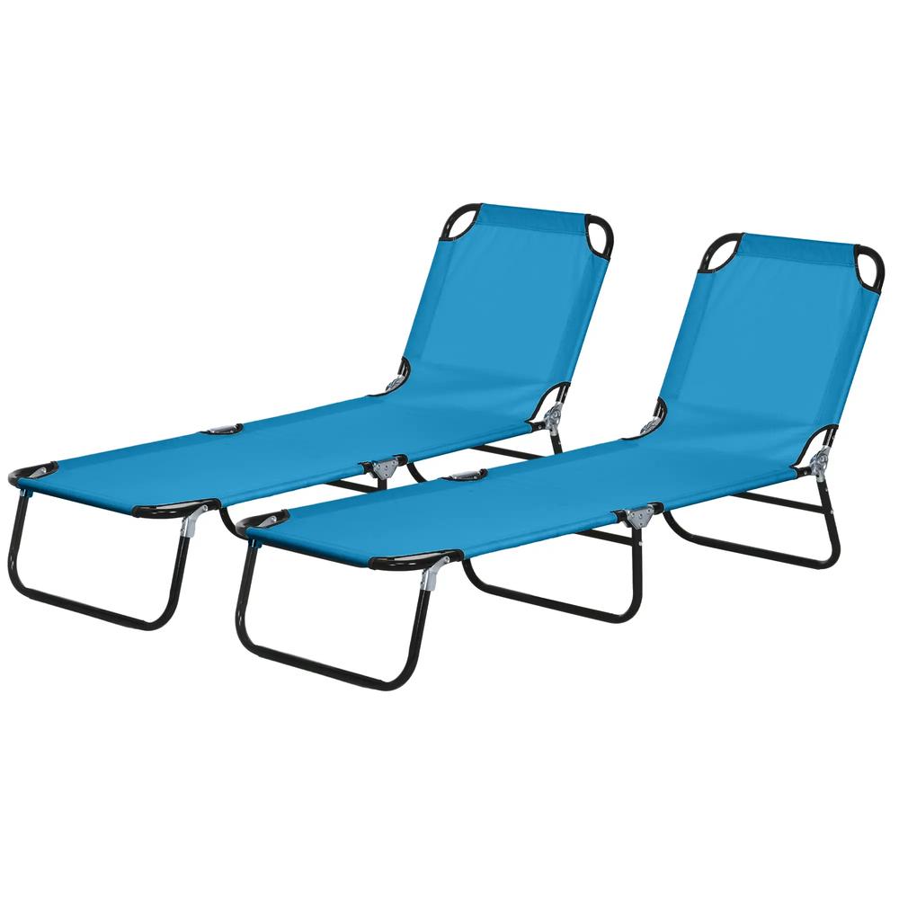 Outsunny Garden Sun Lounger, with Five-Position Back 21
