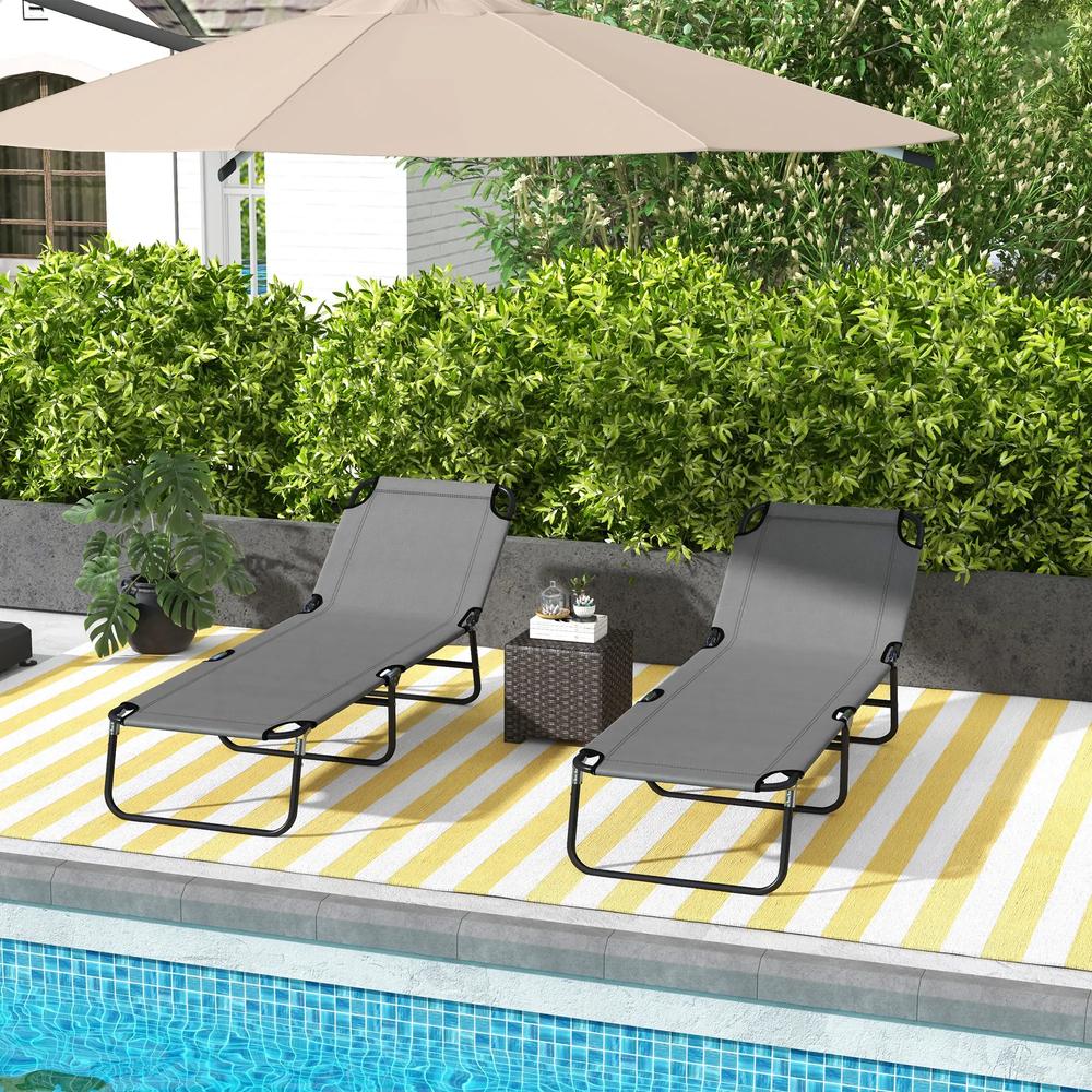 Outsunny Garden Sun Lounger, with Five-Position Back 23