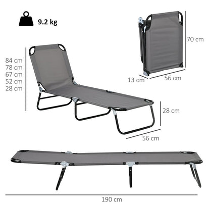 Outsunny Garden Sun Lounger, with Five-Position Back 24