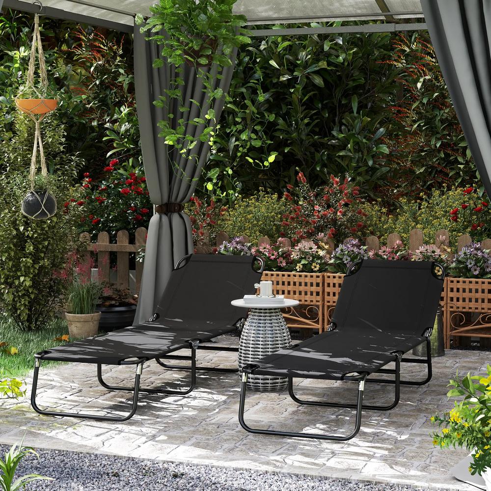 Outsunny Garden Sun Lounger, with Five-Position Back 33