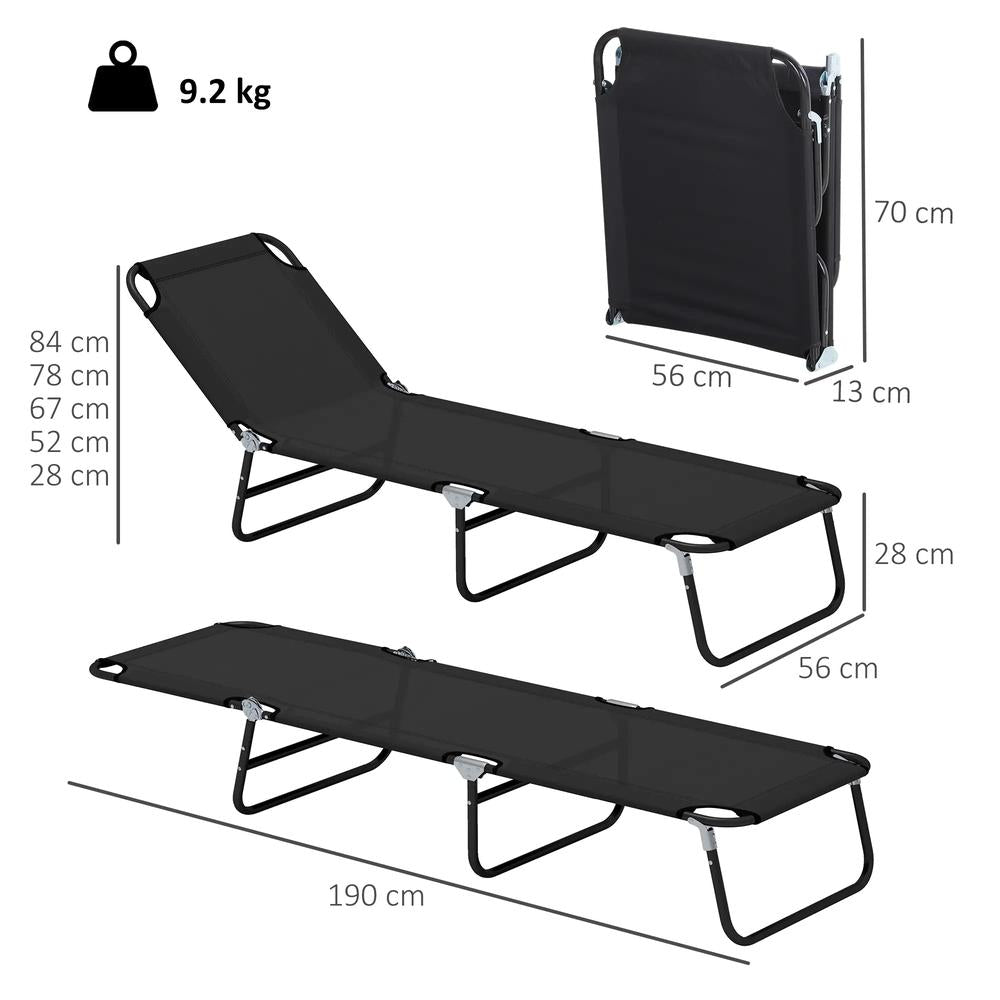 Outsunny Garden Sun Lounger, with Five-Position Back 34