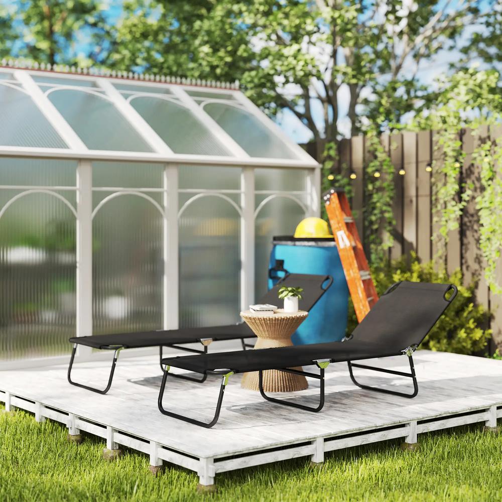 Outsunny Garden Sun Lounger, with Five-Position Back 38