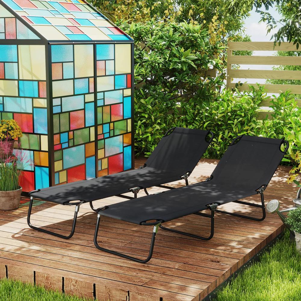 Outsunny Garden Sun Lounger, with Five-Position Back 41