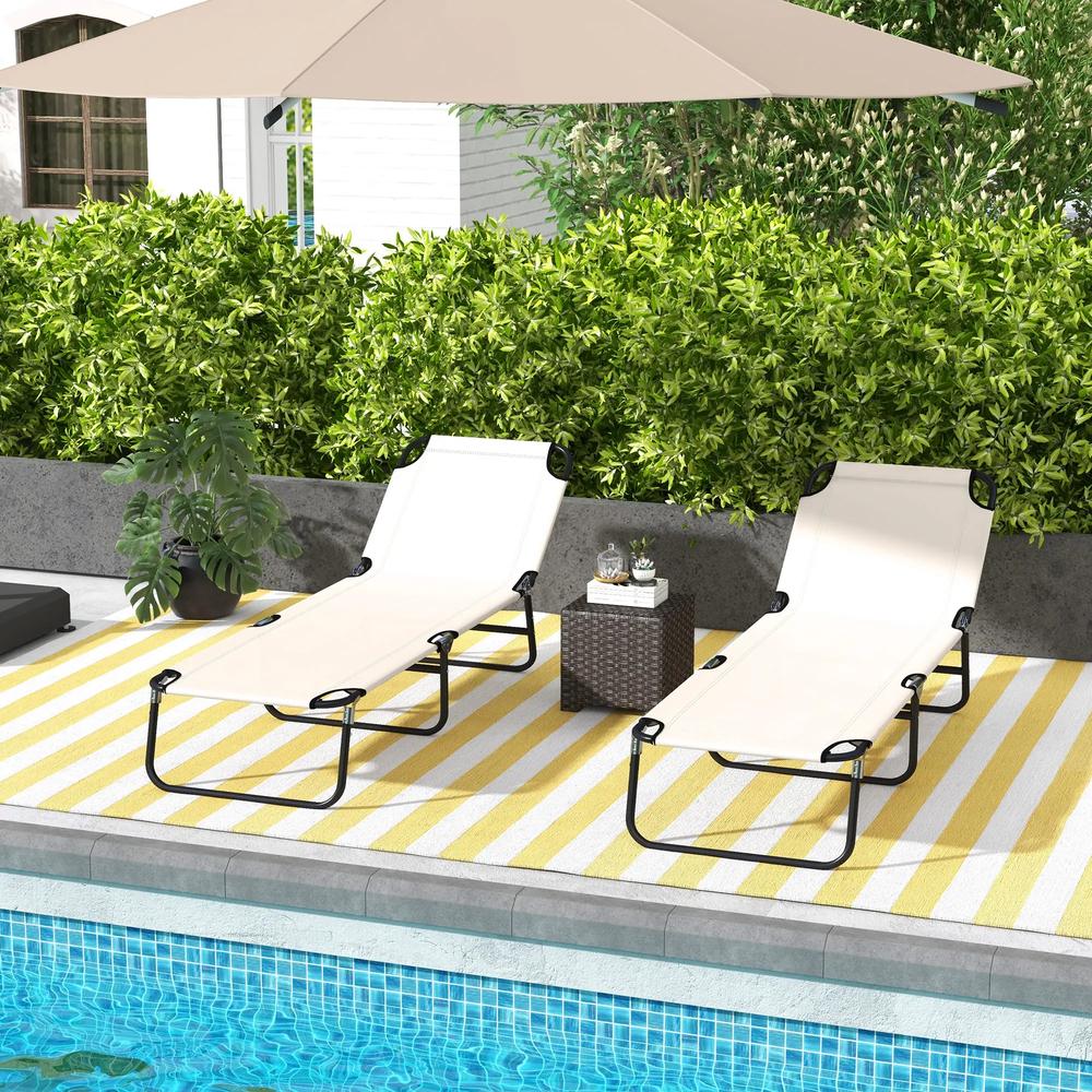 Outsunny Garden Sun Lounger, with Five-Position Back 44