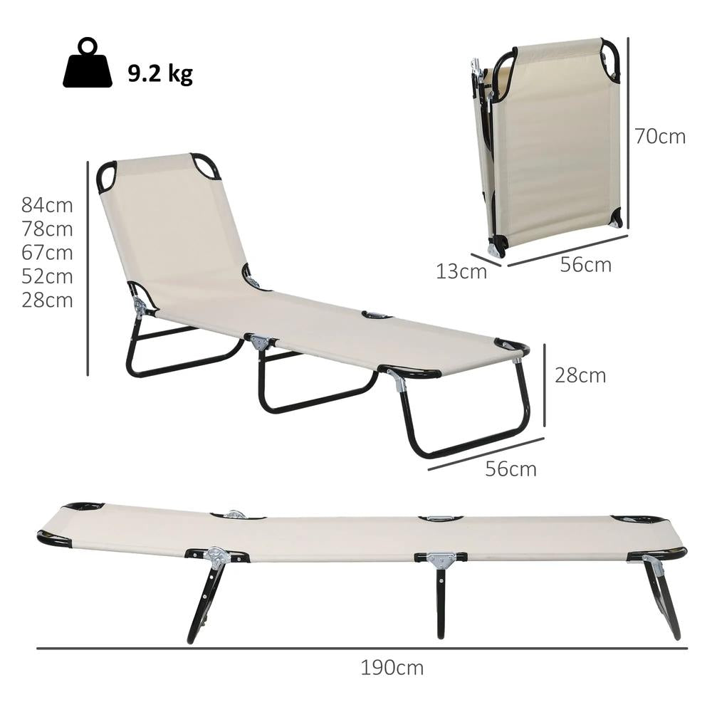 Outsunny Garden Sun Lounger, with Five-Position Back 45