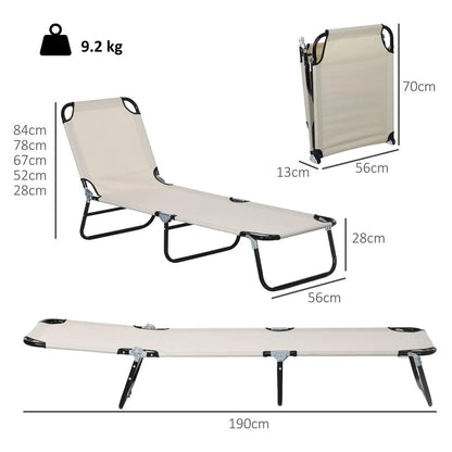 Outsunny Garden Sun Lounger, with Five-Position Back 45
