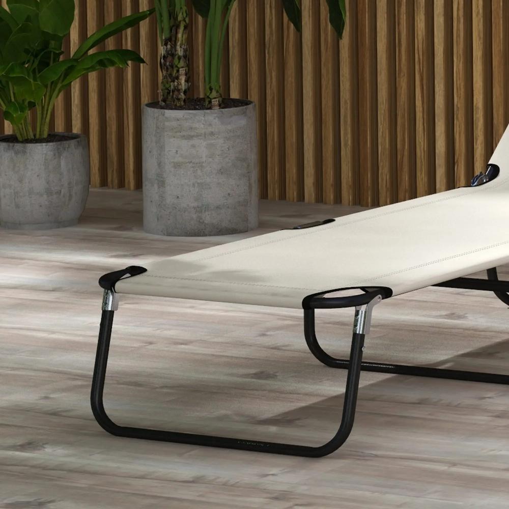 Outsunny Garden Sun Lounger, with Five-Position Back 50