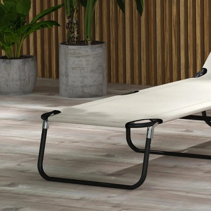 Outsunny Garden Sun Lounger, with Five-Position Back 50
