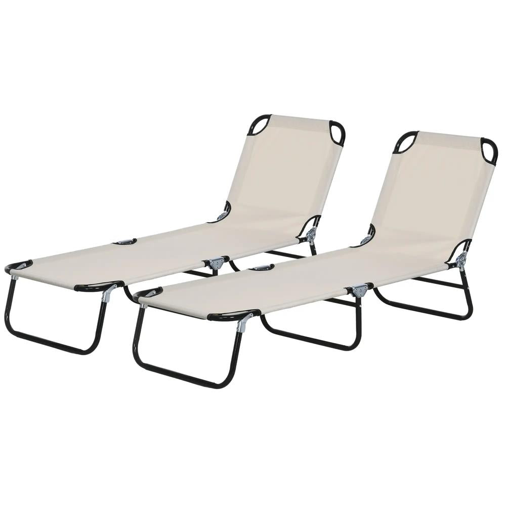 Outsunny Garden Sun Lounger, with Five-Position Back 53