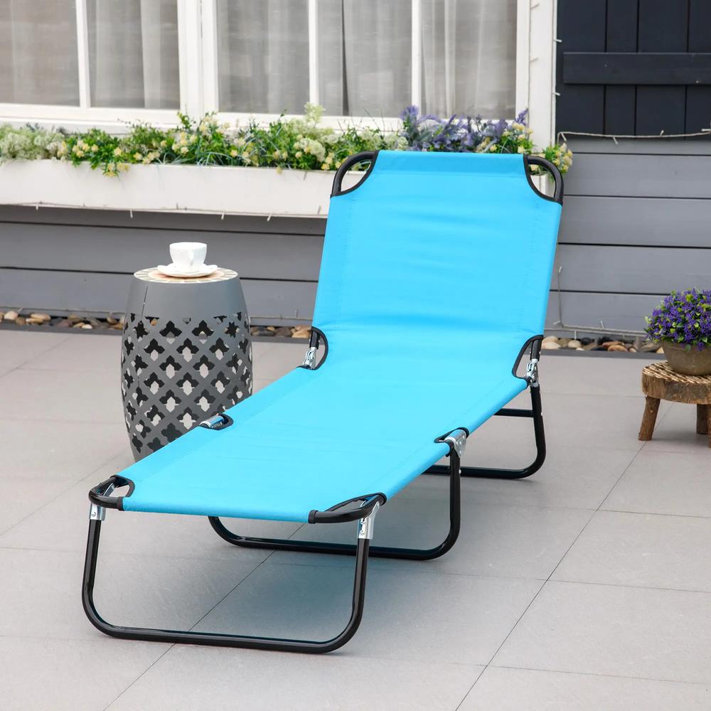 Outsunny Garden Sun Lounger, with Five-Position Back 9