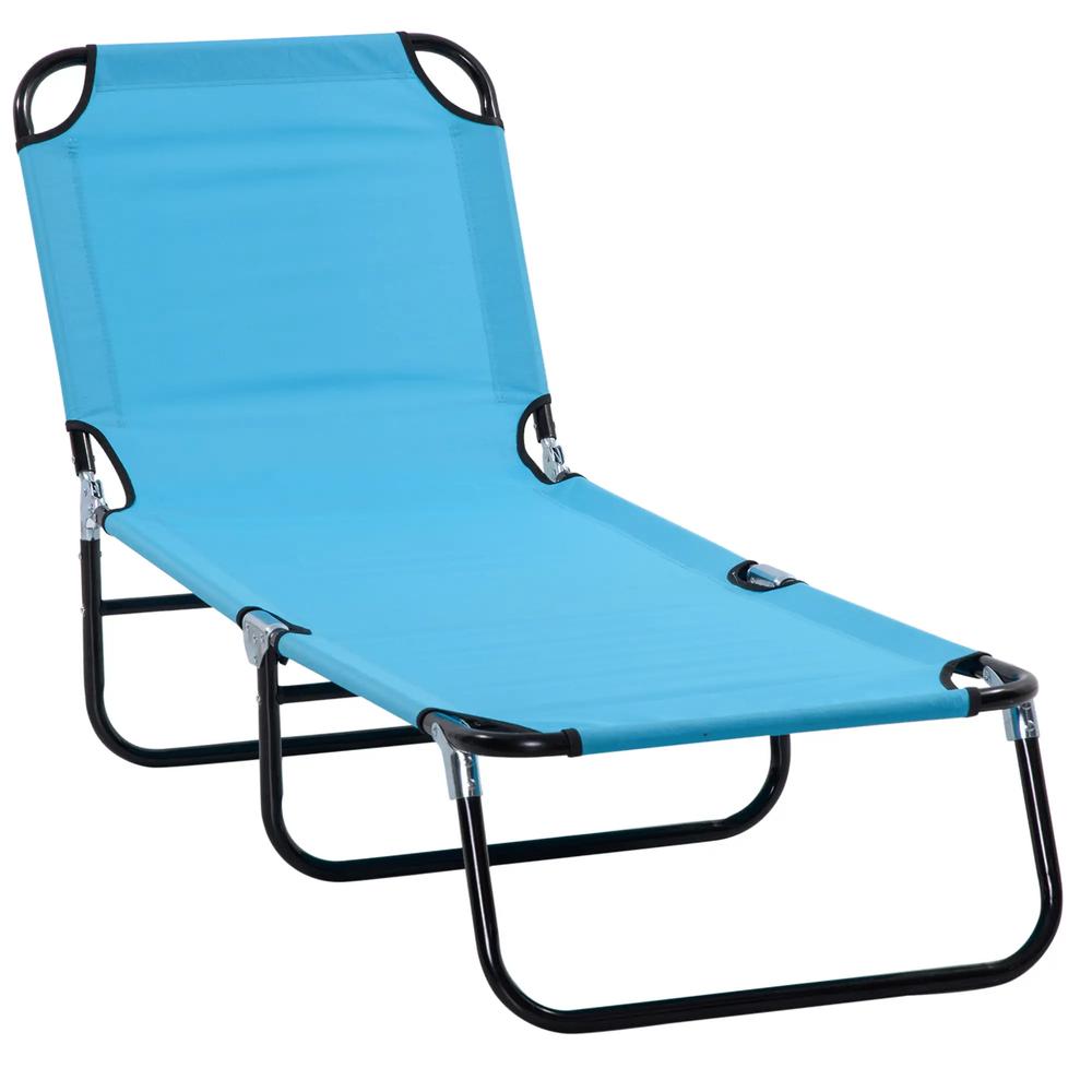 Outsunny Garden Sun Lounger, with Five-Position Back 