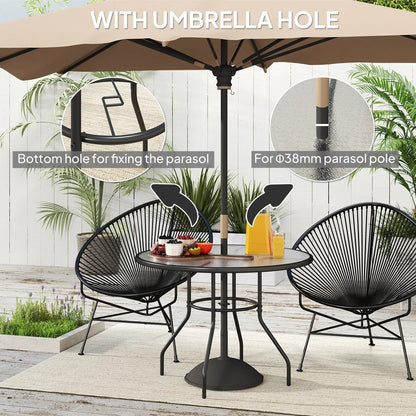 Outsunny Glass-Top Garden Table, with Parasol Hole - Black 3