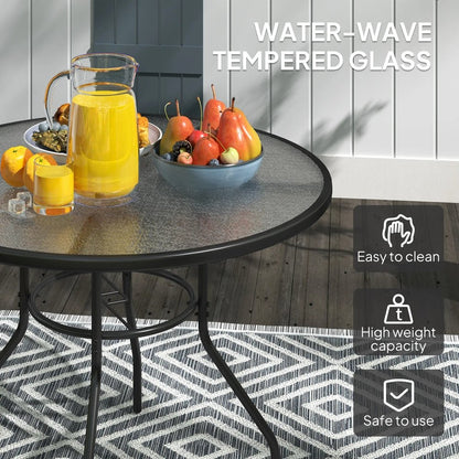 Outsunny Glass-Top Garden Table, with Parasol Hole - Black 4