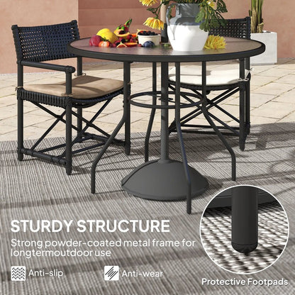 Outsunny Glass-Top Garden Table, with Parasol Hole - Black 5