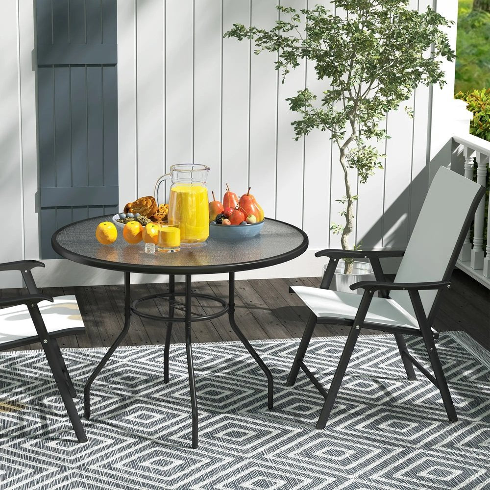 Outsunny Glass-Top Garden Table, with Parasol Hole - Black 7