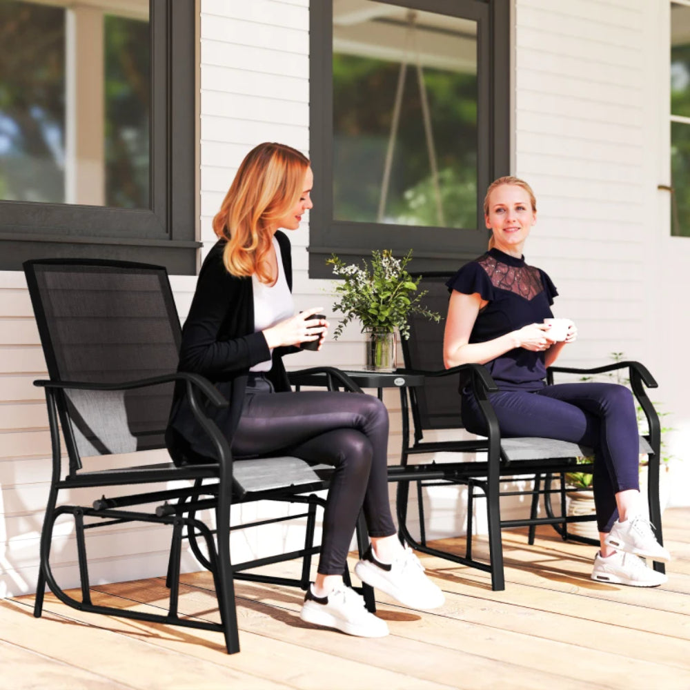 Outsunny Gliding Jack and Jill Seat, with Glass-Top Table