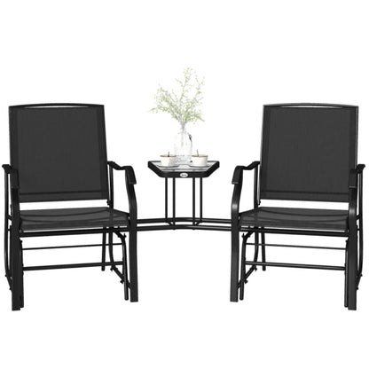 Outsunny Gliding Jack and Jill Seat, with Glass-Top Table