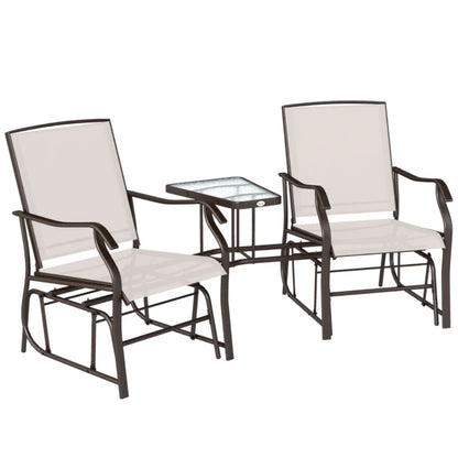Outsunny Gliding Jack and Jill Seat, with Glass-Top Table