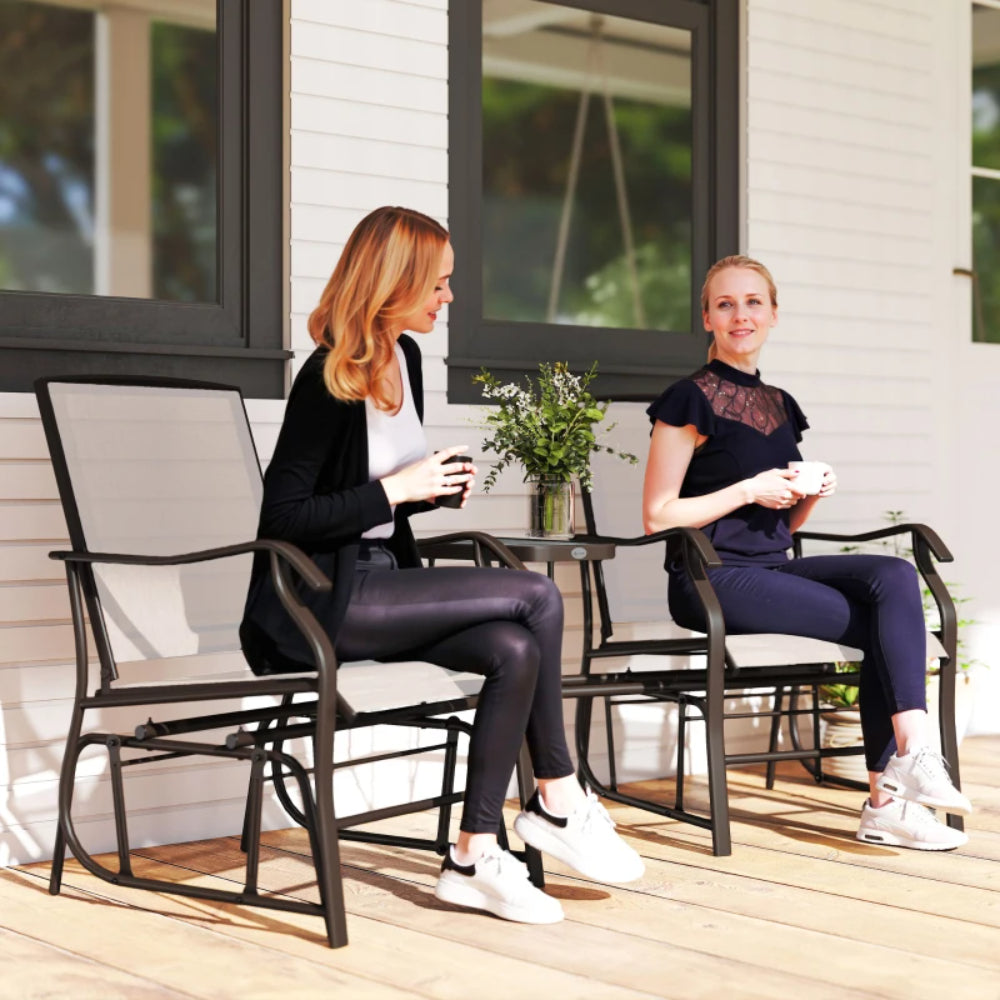 Outsunny Gliding Jack and Jill Seat, with Glass-Top Table