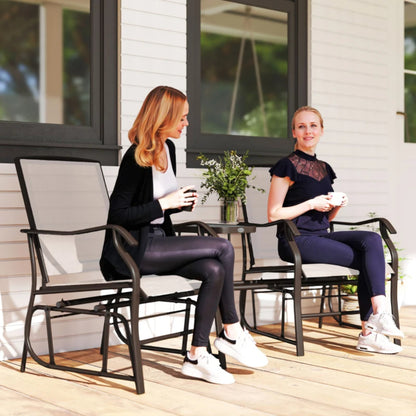 Outsunny Gliding Jack and Jill Seat, with Glass-Top Table