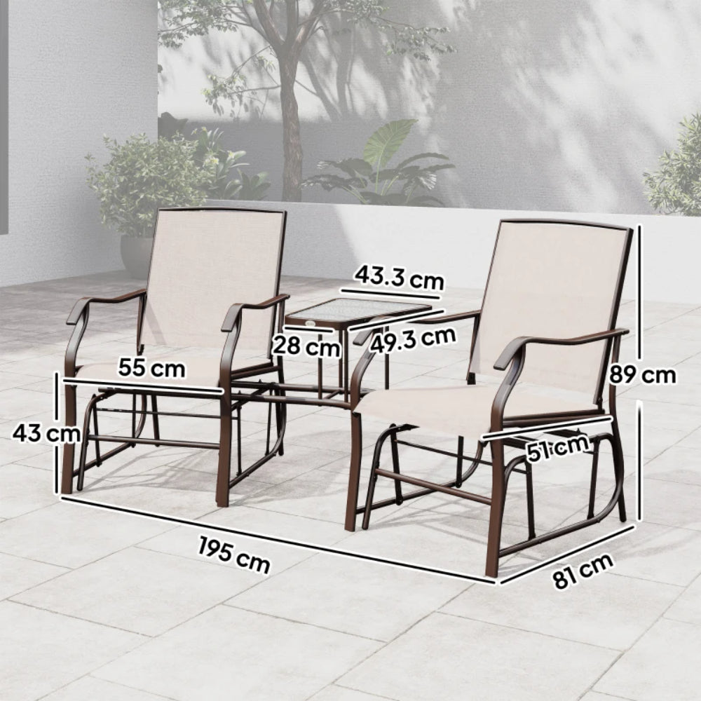 Outsunny Gliding Jack and Jill Seat, with Glass-Top Table