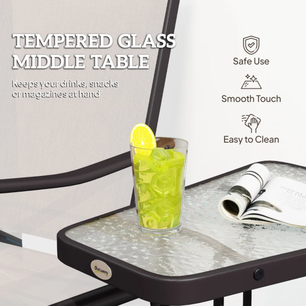 Outsunny Gliding Jack and Jill Seat, with Glass-Top Table