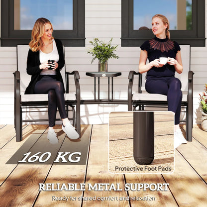 Outsunny Gliding Jack and Jill Seat, with Glass-Top Table