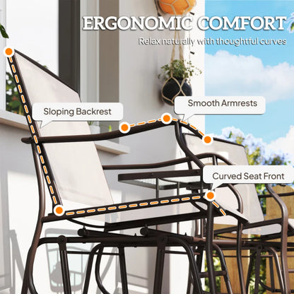 Outsunny Gliding Jack and Jill Seat, with Glass-Top Table