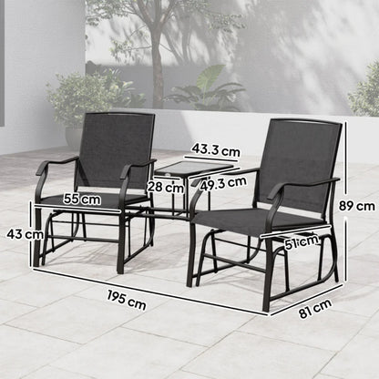 Outsunny Gliding Jack and Jill Seat, with Glass-Top Table