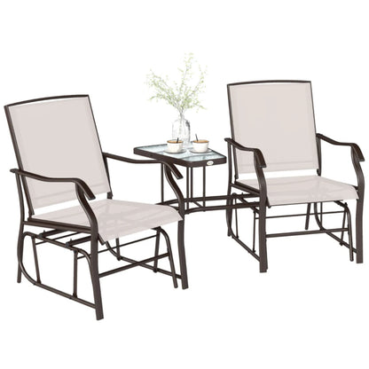 Outsunny Gliding Jack and Jill Seat, with Glass-Top Table
